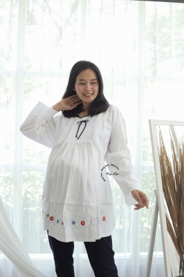 Baju Atasan Ibu Hamil Menyusui Muslim JUMBO - BHJ 102 Putih